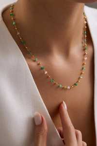 Collier en perles de cristal de jade, argent sterling 925, plaqué or 14 carats, chaîne en verre, bijoux en pierres précieuses, cadeau pour femme - Product Image 3