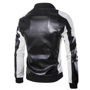 Veste en cuir noir et blanc pour homme, tendance, sur mesure, style motard, prix de gros, nouveau design 2026, vente chaude - Product Image 2