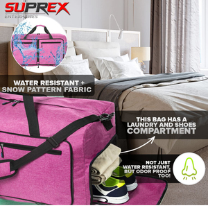 Bolsa de Viaje Plegable Impermeable SUPREX de 80L, Bolsa de Gimnasio de Gran Capacidad, Ligera, Compacta, con Diseño de Nieve - Product Image 3