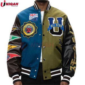 เสื้อแจ็กเก็ตมหาวิทยาลัยสำหรับผู้ชายแขนหนังพิมพ์ลายพิมพ์ซับลิเมชันการออกแบบเบสบอลสำหรับฤดูหนาวเสื้อบอมเบอร์ไฮสตรีท - Product Image 3