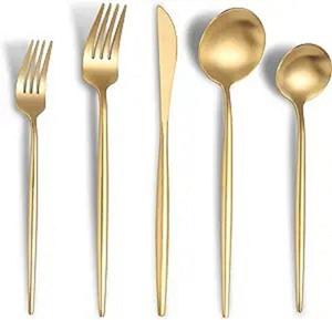สไตล์หรูหราสแตนเลสสตีลเงิน Flatware 5 ชิ้นช้อนส้อมมีดชุดช้อนส้อมอาหารค่ําสําหรับบุฟเฟ่ต์ใช้ - Product Image 6