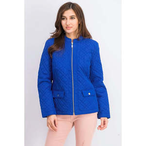 Giacca in Pelle Trapuntata da Donna Charter Club con Colletto alla Coreana, Logo Personalizzabile, Blu Uniforme, Taglia XX-Large per la Stagione Autunnale - Product Image 1