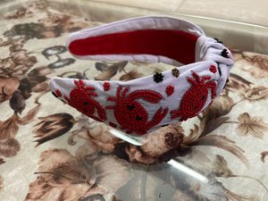 Bandeau élégant en perles de rocaille nouées de crabe accessoire Chic bandeau tressé en velours et tissu pour femmes - Product Image 4