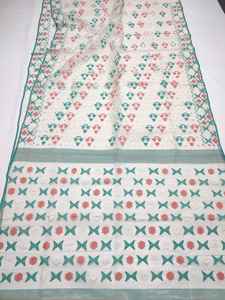 Prix bas Exclusif Deshi Dhakai Vert Jamdani Sharee pour Femme JAMDANI TISSU Bleu ROUGE VERT Doré Bleu Ciel du Bangladesh - Product Image 4