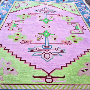 Alfombras de lana anudadas a mano de 8x10 antiguas, juegos de oración para el hogar rosa de alta calidad, juegos de alfombras tejidas de algodón de nuevo diseño - Product Image 1