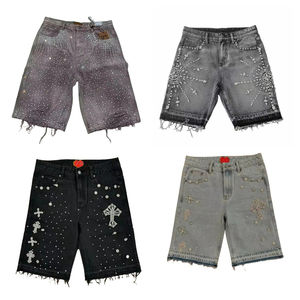 Custom Rhinestone Denim Shorts for <b>Men</b> Embellished Stylish <b>Jean</b> Shorts - Premium Streetwear Summer Fashion Shorts For <b>Men</b> - Product Image 5