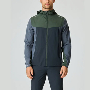 Men's Custom Two-Piece Reflective <b>Zip</b>-up Windbreaker and <b>Shorts</b> Winter Waterproof Nylon Tracksuit with Two OEM Zipper - Product Image 3
