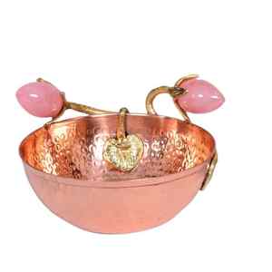 Bol à fruits secs en métal cuivré de conception martelée stockage décoratif pour bol de noix bol de stockage de collations bonbons et collations durables - Product Image 1