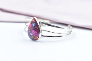 Hecho a mano estilo Vintage Rosa Dahlia turquesa brazalete de acero inoxidable ajustable pulsera de plata esterlina para regalo de mujer - Product Image 4