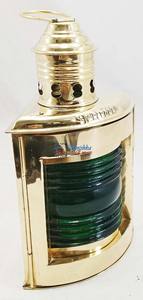 โคมไฟแก้วสีเขียวทองเหลืองขัดเงาคุณภาพสูงตะเกียงน้ำมันเรือโคมไฟแขวนผนังสำหรับตกแต่งบ้าน - Product Image 4