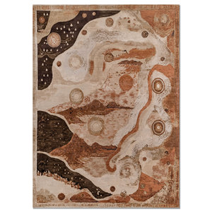 Alfombras de Lana y Seda de Bambú Tejidas a Mano con Diseño Abstracto, Color Marfil, para Decoración de Sala de Estar Juvenil, AKWB-9071 - Product Image 1