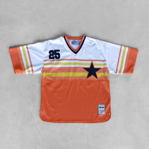 Jersey de malla retro de fútbol americano de diseño personalizado al por mayor transpirable 100% poliéster totalmente sublimación impresa Cultivo de gran tamaño - Product Image 1