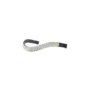 English Bridle Clear 3 Row Crystal Wave Shape Brow Band <b>Black</b> Soft Leather Horse Attachment Indian Suppliers Ashmira Equestrian - Product Image 3