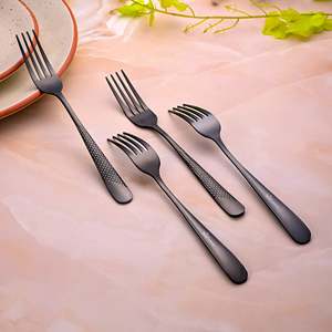 <b>Black</b> Flame Eco-Friendly and Sustainable Stainless Steel <b>Dinner</b> Forks <b>Set</b> of 4 for Back to School - Product Image 3