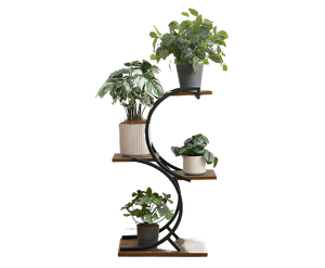 Étagère personnalisée en bois et métal à 4 niveaux pour pots de fleurs à plusieurs niveaux Étagère de présentation pour jardinières d'intérieur et d'extérieur Étagères pour jardinières de jardin - Product Image 1