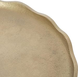Bandeja de Metal con patas redondas festoneadas decorativas modernas, 16 pulgadas de diámetro, textura rugosa de aluminio fundido dorado seguro para alimentos - Product Image 1