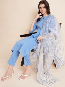Derniers modèles de vêtements traditionnels pour femmes, ensembles de salwar kameez fantaisie de créateur, en pur coton, impression numérique, travail au fil, ensembles de kurtis décontractés - Product Image 2
