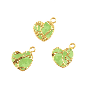 Ravissant 12mm coeur mohave vert cuivre turquoise bricolage connecteur à breloques 24k plaqué or boucle unique fabrication de bijoux connecteur à bricoler soi-même - Product Image 3