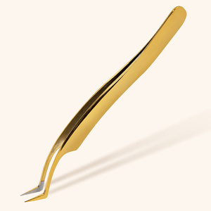 Pince à épiler à extension de cils et de sourcils en acier inoxydable de qualité supérieure Finition noire Conception élégante à pointe inclinée - Product Image 3