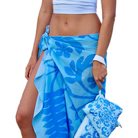 Pareo & Gaun Pantai Sutra Wanita Grosir, Transparan, Trendi, Bohemian, Bermotif, dengan Perlindungan UV 1 Buah