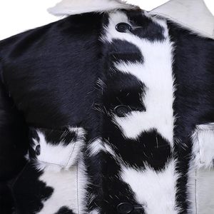 Chaqueta de piel de vaca desgastada para hombre con piel de vaca natural Estampado de animales Piel de vaca Estampado de animales - Product Image 6
