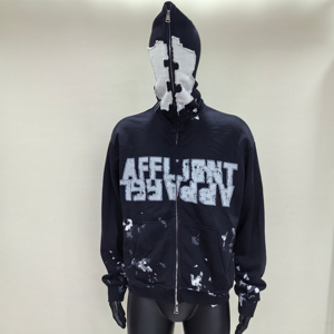 Sweat-shirt décontracté pour homme sur mesure par le fabricant, de haute qualité, 100% coton, imprimé à l'écran en soie dessiné à la main, sweat-shirt surdimensionné à fermeture éclair intégrale - Product Image 2