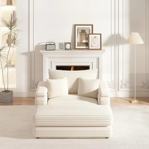 Sillón moderno de pana beige de 1 plaza, cómodo acolchado grueso para comedor o sala de estar, muebles para el hogar - Product Image 5