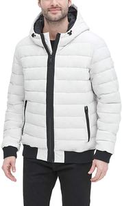 Vente en gros OEM de vestes bouffantes en toile chaude avec logo personnalisé et col à capuche fermeture éclair d'hiver de couleur noire unie pour hommes, femmes et enfants - Product Image 4