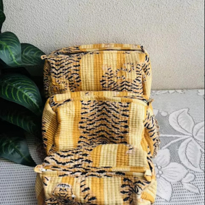 Tigre fait à la main dans la pochette en cuir sauvage sac à fermeture éclair décontracté et simple rayures de la nature - Product Image 1