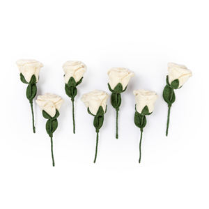 Rosas hechas a mano de lana de fieltro blanco respetuosas con el medio ambiente, duraderas, ligeras, flores decorativas, de Gracias Acción, boda, Navidad, decoración del hogar - Product Image 6