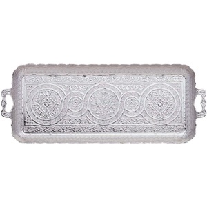 Plateau de service élégant et durable en métal moulé nickelé, motif fruits rectangulaire, multifonctionnel, pour la décoration - Product Image 6