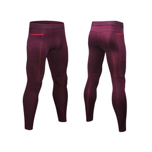 Leggings de fitness pour hommes en gros, avec logo personnalisé, taille élastique, séchage rapide, respirants, en Spandex/Polyester, longueur intégrale, haute qualité - Product Image 1
