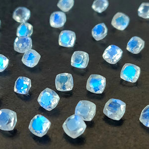 Natural <b>Rainbow</b> Moonstone <b>Cushion</b> Cut 8mm Faceted -Good Blue Flashy Good Quality Loose Gemstone - Product Image 1