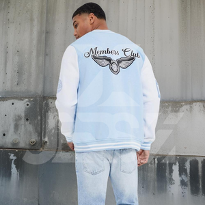 Chaqueta Bomber Deportiva Clásica de Lana para Hombre, Estilo Urbano, Ligera, Teñida, Personalizable, con Cierre de un Solo Botón - Product Image 1