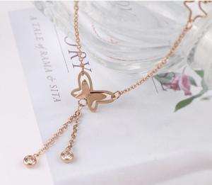 Wholesale Summer Fashion Minimalist Women's Titanium Steel <b>Anklets</b> with Zircon and Butterfly Design - Product Image 5