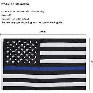 Banderas del Thin Blue Line 4x6 para exteriores - Bandera policial con estrellas bordadas, bandera resistente de respaldo azul, la línea azul es vital - Product Image 3