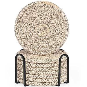 Sous-verres en marbre naturel et bois sous-verre carré à double ombre décor de table sous-verre en pierre pour mariage ensemble de 4 - Product Image 4