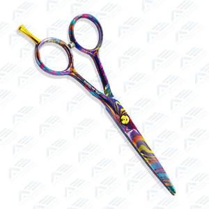 กรรไกรตัดผมสเตนเลสแบบตรงสำหรับร้านเสริมสวยใช้ซ้ำได้เป็นมิตรกับสิ่งแวดล้อมพิมพ์สีสันสดใส - Product Image 2