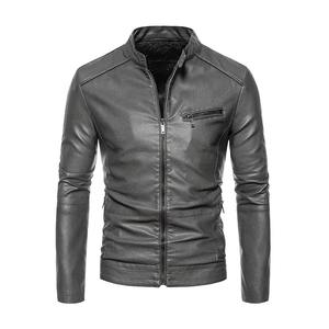 Chaqueta de Motociclista Casual para Hombre, Otoño, Cuero PU, Corte Ajustado, Cuello Alto, Impermeable y Transpirable - Product Image 2
