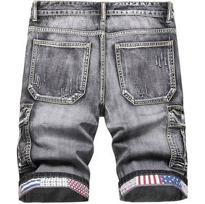 Venta al por mayor de ropa de calle Vintage personalizada Jersey algodón pantalones cortos de entrenamiento Cargo para hombre pantalones cortos de mezclilla - Product Image 2