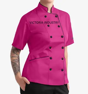 Giacca da cuoco personalizzata personalizzata Hotel Kitchen Restaurant Chef Coat manica lunga Stand Up Collar abbigliamento da lavoro altra uniforme