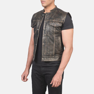 2025 Low Price Customized Logo Design <b>Men</b> Leather <b>Vest</b> Best Quality Casual Wear Solid Color <b>Men</b> Leather <b>Vest</b> - Product Image 2