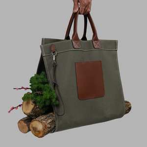 Fait à la main toile bois sac de transport porte-bûches bois rassemblement Camping pour bois bois de chauffage stockage CWR-0030 - Product Image 4