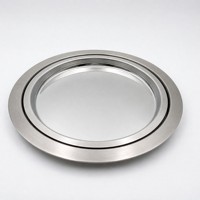 Plateau alimentaire rond en acier inoxydable, écologique, plateau de service moderne, vaisselle pour bar, hôtel, cuisine