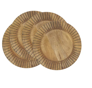 Assiettes de chargeur en bois nouvellement plateau de service mariage et événement fournitures alimentaires décoratives assiette de chargeur - Product Image 2