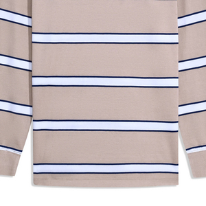 Polo de rugby a rayas Beige con patrón sólido de algodón 100% de gama alta para hombre, tallas personalizables 5XL, diseño teñido liso ecológico - Product Image 6