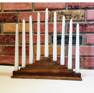 Minimalista de madera Menorah Hanukkiah con candelabros de latón hecho a mano Judaica Rectangular Hanukkah candelabro judío de moda - Product Image 5