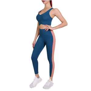 Conjunto de Yoga para mujer, conjunto de Yoga de talla grande de 2 piezas, logotipo personalizado, conjunto de Yoga deportivo elástico de alta transpirabilidad para Fitness - Product Image 4