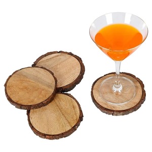 High Demand Classic Style Handcrafted Natural <b>Wood</b> <b>Slices</b> Cozy Bark Drink Coasters for Table Protection Elegant Mats Pads - Product Image 3