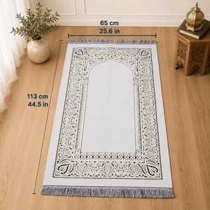 Alfombra de Oración Islámica de Chenilla Blanca con Diseño de Mihrab, Alfombra de Oración Musulmana para Hajj, Umrah, Ramadán, Regalo de Eid, Hecho en Turquía - Product Image 5